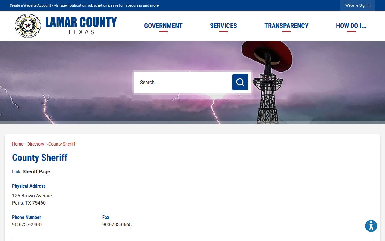 Lamar County Jail sheriff directory for inmate release contact
